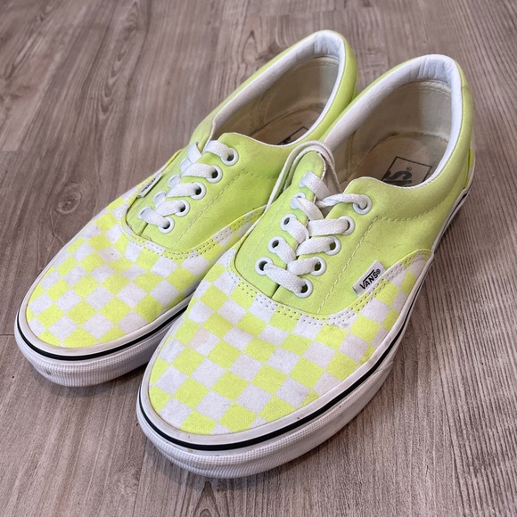 Vans Neon Yellow Checkered Sneakers - Picture 2 of 4